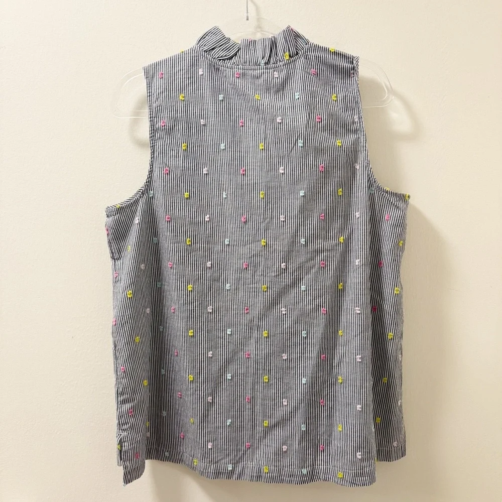 Crown & Ivy Striped Ruffle Neck Sleeveless Top - Size XL - Picture 3 of 7